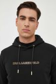 Кофта Karl Lagerfeld чоловіча колір чорний з капюшоном з аплікацією (3465983)