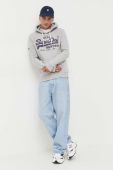 Кофта Superdry чоловіча колір сірий з капюшоном з принтом (3624916)