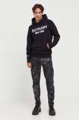 Бавовняна кофта Superdry чоловіча колір чорний з капюшоном з принтом (3624924)