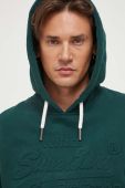 Кофта Superdry чоловіча колір зелений з капюшоном з аплікацією
