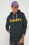 Кофта Superdry чоловіча колір зелений з капюшоном з принтом (3461923)