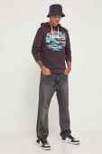 Кофта Superdry чоловіча колір фіолетовий з капюшоном з принтом