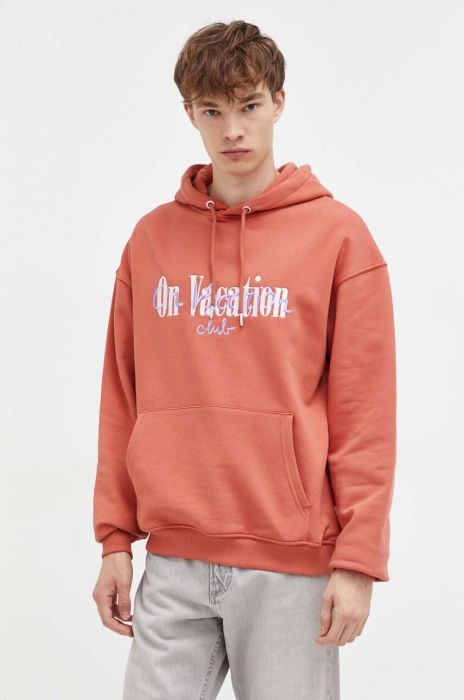 Кофта On Vacation чоловіча колір помаранчевий з капюшоном з аплікацією