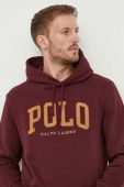 Кофта Polo Ralph Lauren чоловіча колір червоний з капюшоном з аплікацією (3428021)