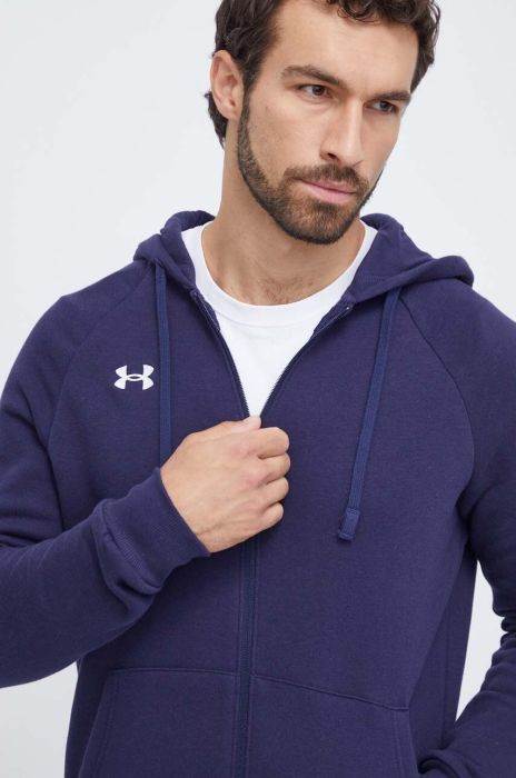 Кофта Under Armour чоловіча колір синій з капюшоном однотонна (3624952)