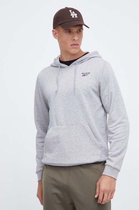Кофта Reebok чоловіча колір сірий з капюшоном меланж (3550012)