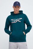 Кофта Reebok чоловіча колір зелений з капюшоном з принтом (3541008)