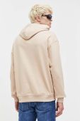 Бавовняна кофта HUGO чоловіча колір бежевий з капюшоном однотонна (3506706)