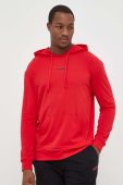 Кофта лаунж HUGO колір червоний з капюшоном однотонна