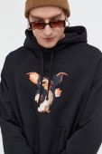 Бавовняна кофта HUGO x Gremlins чоловіча колір чорний з капюшоном з принтом
