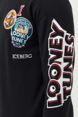 Бавовняна кофта Iceberg чоловіча колір чорний з аплікацією (3418809)
