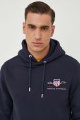Кофта Gant чоловіча колір синій з капюшоном з аплікацією (3609378)