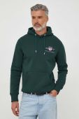 Кофта Gant чоловіча колір зелений з капюшоном з аплікацією (3609371)