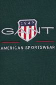 Кофта Gant чоловіча колір зелений з капюшоном з аплікацією (3609371)
