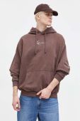 Бавовняна кофта Karl Kani чоловіча колір коричневий з капюшоном з принтом