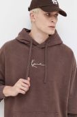 Бавовняна кофта Karl Kani чоловіча колір коричневий з капюшоном з принтом