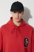 Бавовняна кофта KSUBI чоловіча колір червоний з капюшоном з принтом