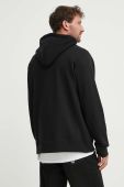 Бавовняна кофта Wood Wood чоловіча колір чорний з капюшоном однотонна