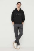 Бавовняна кофта Joop! чоловіча колір чорний з капюшоном з принтом (3546190)