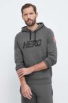Бавовняна кофта Rossignol HERO чоловіча колір сірий з капюшоном з принтом