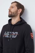 Бавовняна кофта Rossignol HERO чоловіча колір чорний з капюшоном з принтом (3649415)