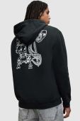 Бавовняна кофта AllSaints SABRERATTLER чоловіча колір чорний з капюшоном з принтом