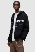 Бавовняна кофта AllSaints UNDERGROUND чоловіча колір чорний з капюшоном з принтом