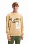 Бавовняна кофта Desigual 23WMSK07 SWEAT_JESUS чоловіча колір бежевий з принтом