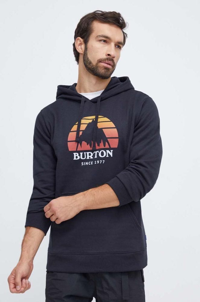 Кофта Burton чоловіча колір чорний з капюшоном з принтом (3624983)