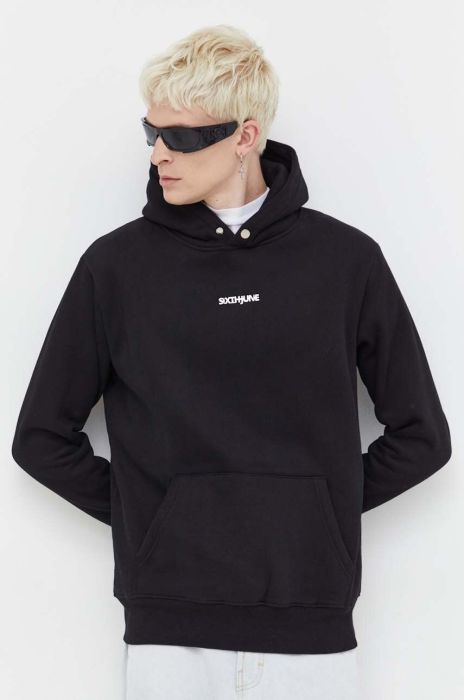Кофта Sixth June чоловіча колір чорний з капюшоном з аплікацією (3644696)