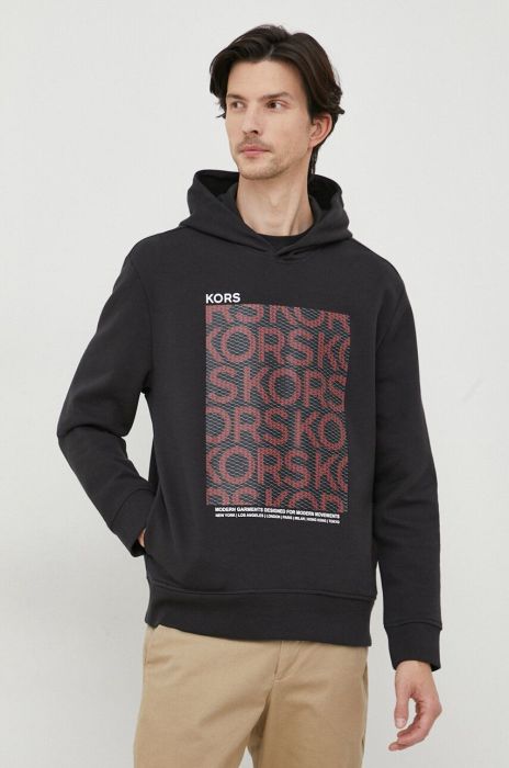 Кофта Michael Kors чоловіча колір чорний з капюшоном з принтом (3678535)