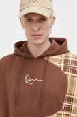 Кофта Karl Kani колір коричневий з капюшоном візерунок