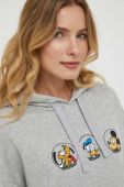 Бавовняна кофта United Colors of Benetton x Disney колір сірий з капюшоном з принтом