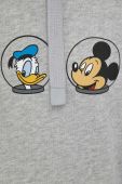 Бавовняна кофта United Colors of Benetton x Disney колір сірий з капюшоном з принтом