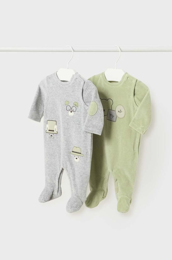 Дитячі повзунки Mayoral Newborn 2-pack колір зелений (3428079)