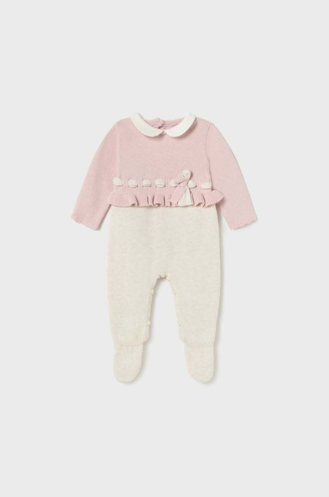 Дитячі бавовняні повзунки Mayoral Newborn колір рожевий (3445539)
