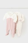 Дитячі бавовняні повзунки Mayoral Newborn 2-pack колір рожевий (3428117)