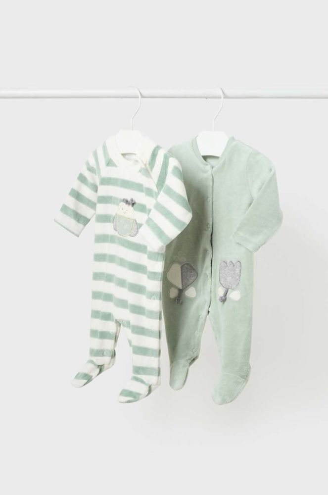 Дитячі повзунки Mayoral Newborn 2-pack колір зелений (3428139)