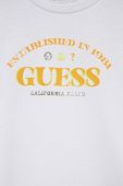 Дитячий бавовняний лонгслів Guess колір білий з принтом (3321918)