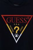 Дитячий бавовняний лонгслів Guess колір синій з аплікацією (3365831)