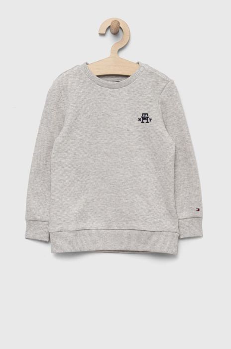 Дитяча бавовняна кофта Tommy Hilfiger колір сірий з аплікацією (3324649)