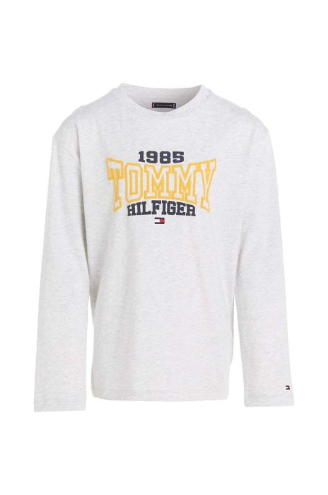Дитячий бавовняний лонгслів Tommy Hilfiger колір сірий з принтом (3316178)