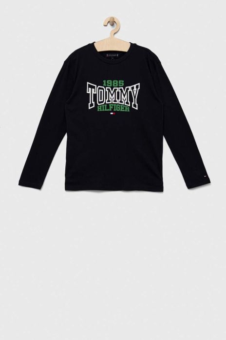 Дитячий бавовняний лонгслів Tommy Hilfiger колір синій з принтом (3316173)