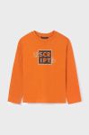 Дитячий бавовняний лонгслів Mayoral колір помаранчевий з принтом (3418939)