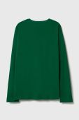 Дитячий бавовняний лонгслів United Colors of Benetton колір зелений з принтом (3390793)