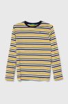 Дитячий бавовняний лонгслів United Colors of Benetton колір жовтий візерунок