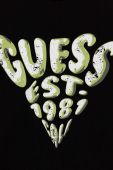 Дитячий бавовняний лонгслів Guess колір чорний з принтом (3527681)