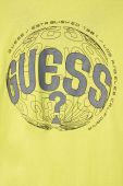 Дитячий бавовняний лонгслів Guess колір жовтий з принтом