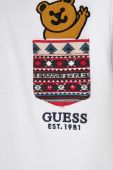 Дитячий бавовняний лонгслів Guess колір білий з аплікацією (3523258)