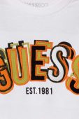 Дитячий бавовняний лонгслів Guess колір білий з аплікацією (3601605)